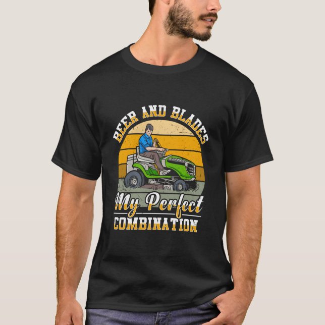 Lawn Mowing Lawn Mower Gardener Gardening Beer Dri T-Shirt (Front)