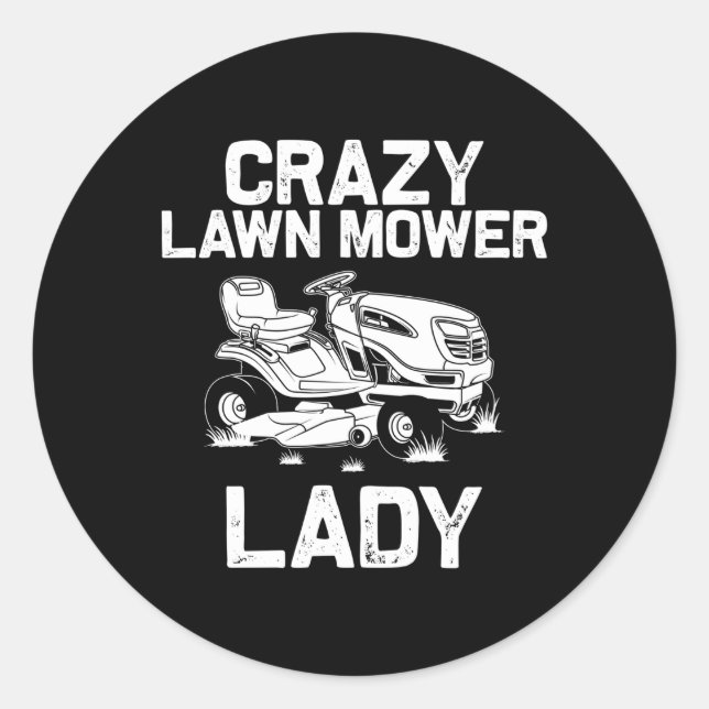 Lawn Mowing Mum Lawn Mower Farm Gardening Classic Round Sticker (Front)