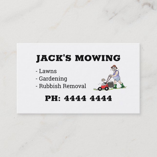 Lawn Mowing or Gardening Business Cards (Front)