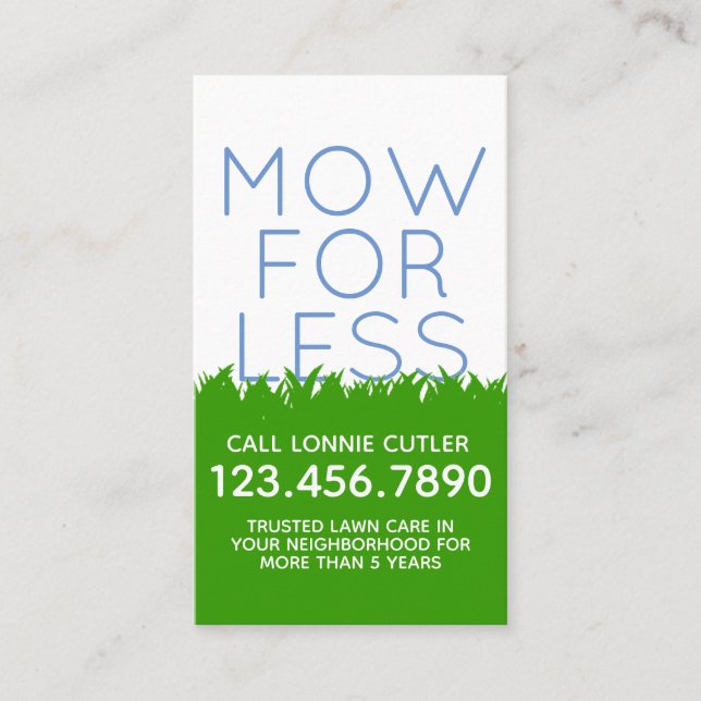 Lawn Mowing Services Business Card Template (Front)