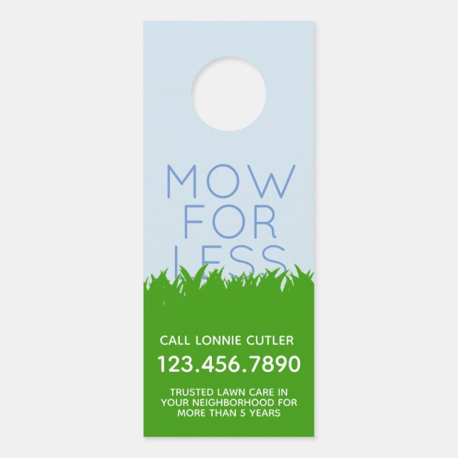 Lawn Mowing Services Door Hanger Business Card (Front)