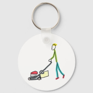 Lawn Mowing Stickman Key Ring