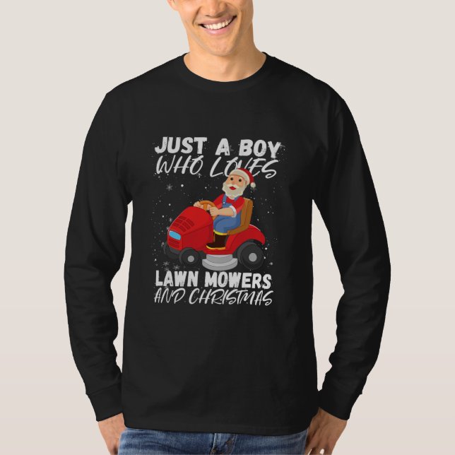 Lawn Mowing Xmas Lawn Mower Santa Gardening T-Shirt (Front)