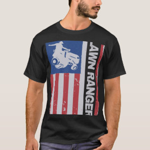 Lawn Ranger Lawnmower American Flag Gardener USA L T-Shirt