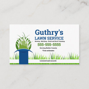 Lawn Service Business Card w/green and blue