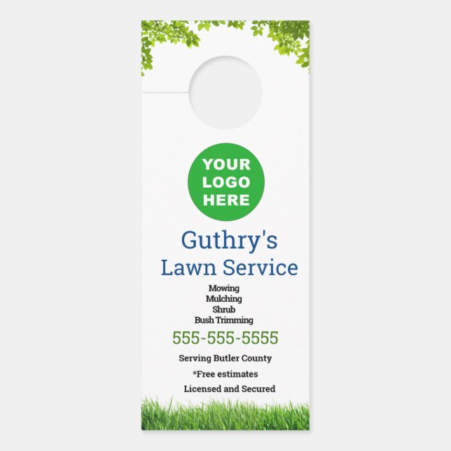 Lawn Service Door Hanger with custom logo (Front)