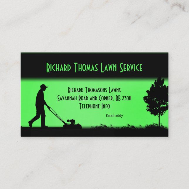 Lawn Service Landscape Green Business Card (Front)