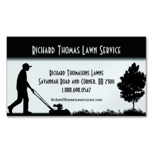 Lawn Service Landscape Light Blue Magnetic Business Card
