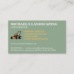 Lawn Service Landscape Mowing Grass Business Card