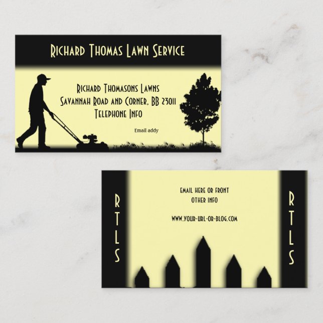 Lawn Service Landscape Yellow Business Card (Front/Back)