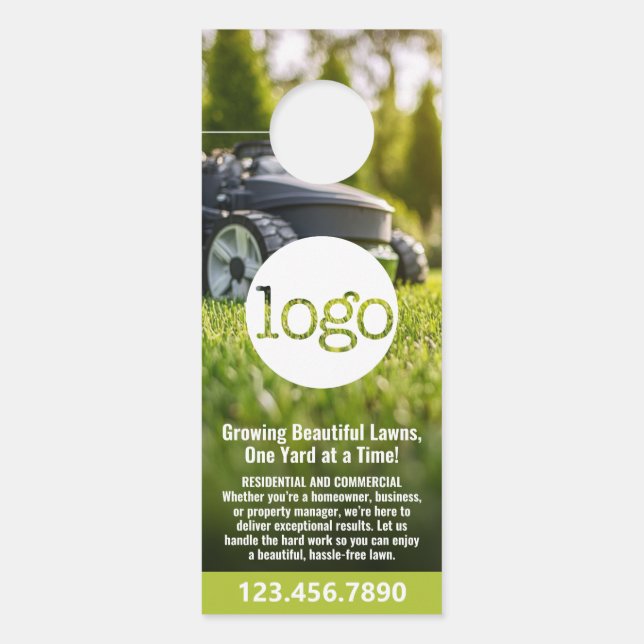 Lawn Services - Mowing, Edging, Maintenance Logo Door Hanger (Front)