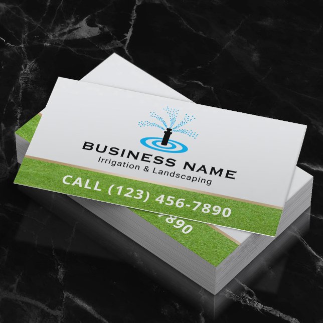 Lawn Sprinkler Irrigation System Landscaping Business Card (Creator Uploaded)