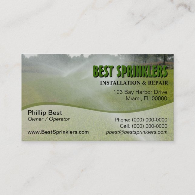 Lawn Sprinkler / Landscaping Business Card (Front)