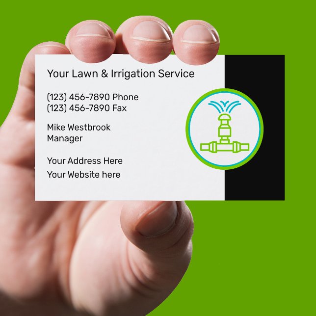 Lawn Sprinklers And Irrigation Services Business Card (Creator Uploaded)