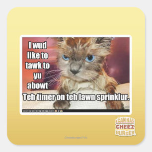 Lawn Sprinklur Timer Square Sticker