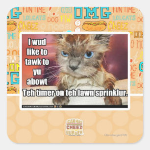 Lawn Sprinklur Timer Square Sticker