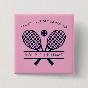 Lawn Tennis Club Name Team Coach Pink 15 Cm Square Badge