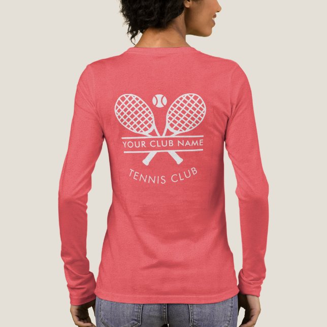 Lawn Tennis Club Name Team Players Racket Motif Tri-Blend Shirt (Back)