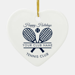 Lawn Tennis Club Script Happy Holidays Christmas Ceramic Tree Decoration