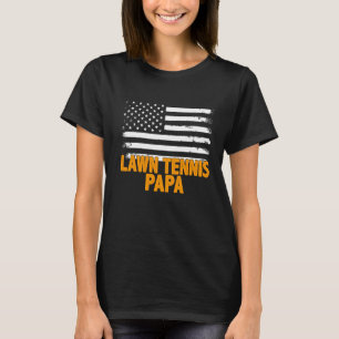 Lawn Tennis Papa American Flag Father's Day Men's T-Shirt