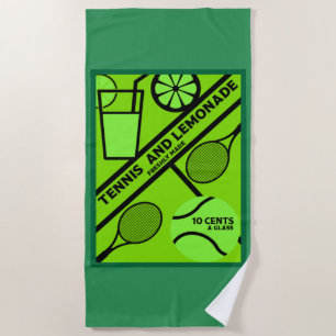 Lawn Tennis Player Graphic Art    Beach Towel