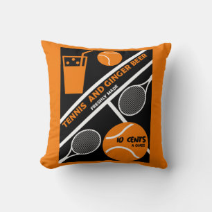 Lawn Tennis Player Graphic Art Cushion