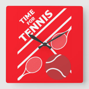 Lawn Tennis Players Square Wall Clock