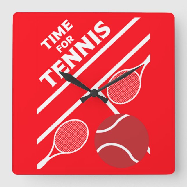 Lawn Tennis Players      Square Wall Clock (Front)