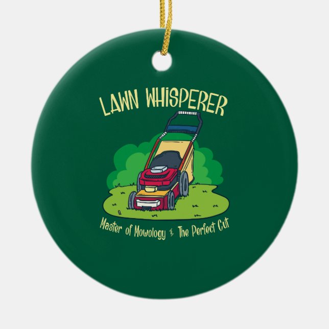 Lawn Whisperer Lawn Mower Garden Gardening Ceramic Tree Decoration (Front)