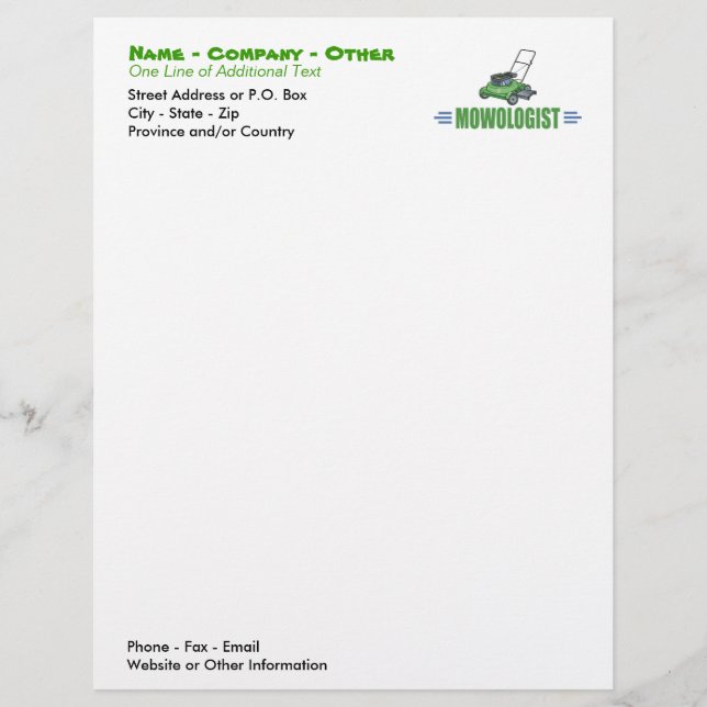 Lawn Yard Mowing, Mow Lawns, Landscaping Lawn Care Customized Letterhead (Front)