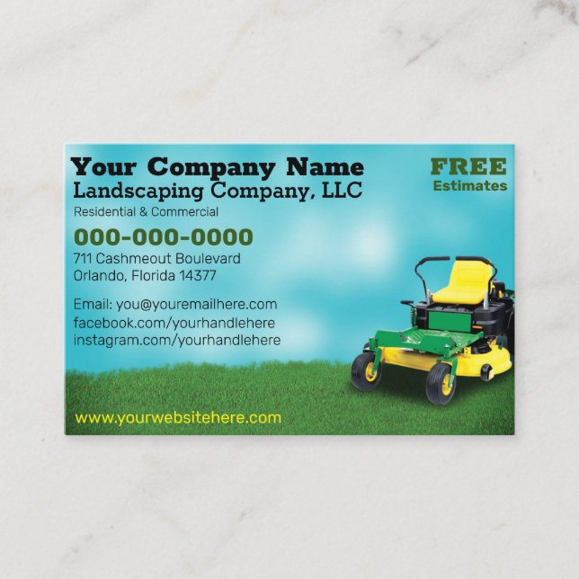 Lawncare Landscaping Grass Cutting Business Card (Front)