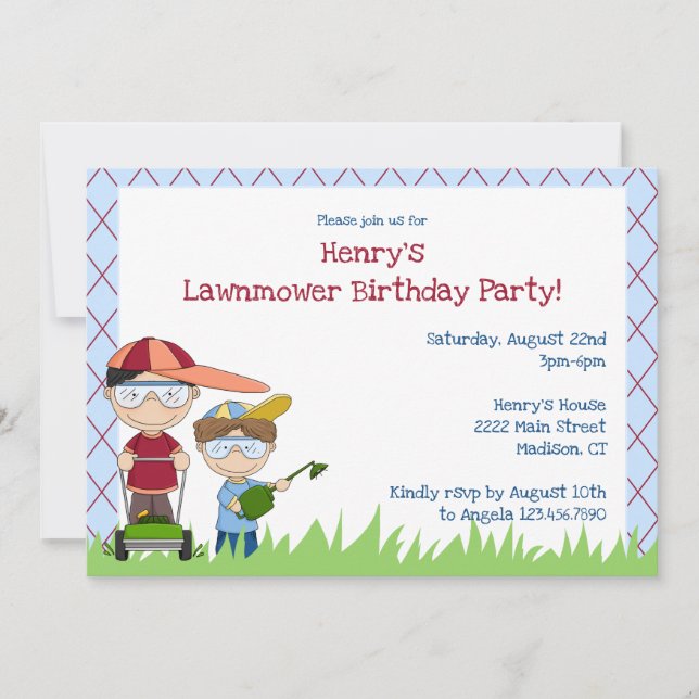 Lawnmower Lover Birthday Party Invitation (Front)