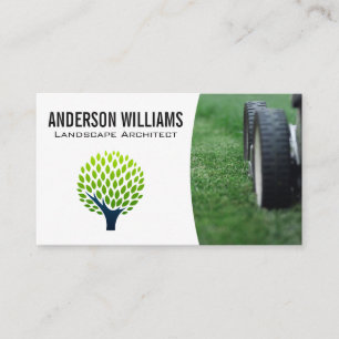 Lawnmower   Stylised Tree Logo Business Card