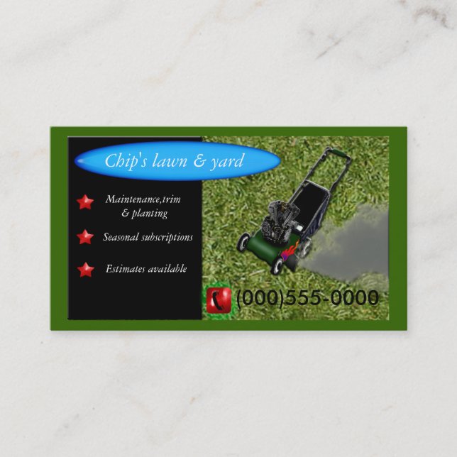 lawnmowing service business card (Front)