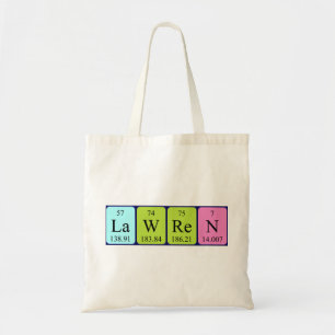 Lawren periodic table name tote bag
