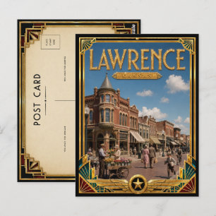 Lawrence Kansas Vintage Art Deco Golden Age Postcard
