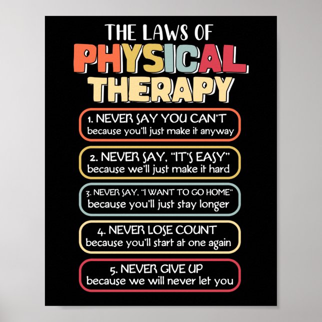 Laws Of Physical Therapy Motivational Goals Poster (Front)