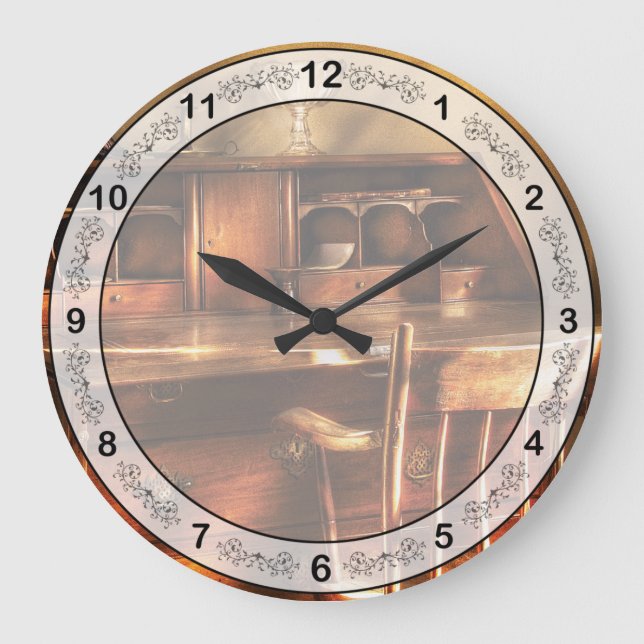 Lawyer - A chair and a desk Large Clock (Front)