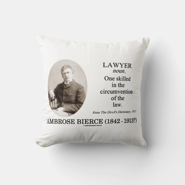Lawyer (Ambrose Bierce The Devil's Dictionary) Cushion (Front)