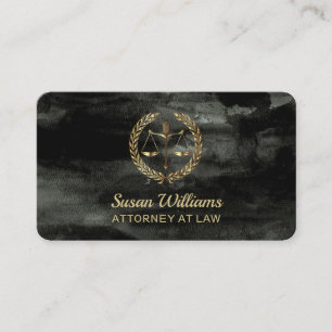 Lawyer attorney aquarel black and gold business card