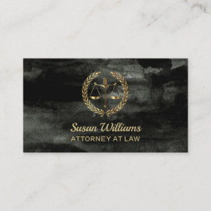 Lawyer attorney aquarel black and gold business card