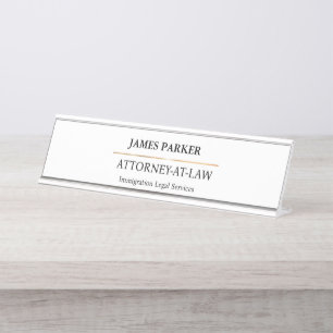 Lawyer Attorney At Law Classy White Desk Name Plate