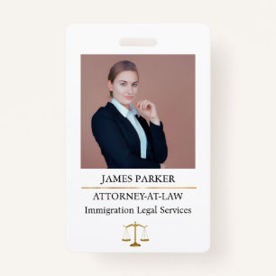 Lawyer Attorney At Law Classy White ID Badge