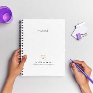 Lawyer Attorney At Law Classy White Planner