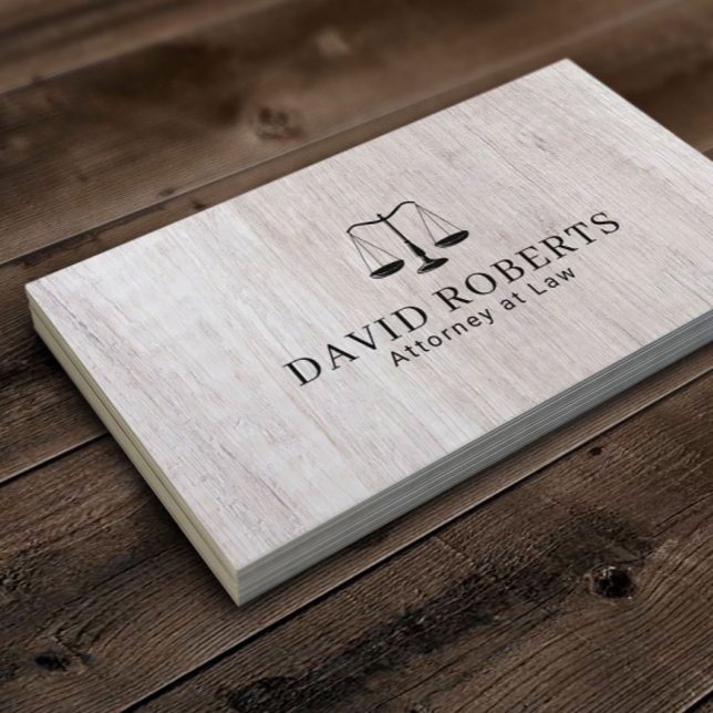 Lawyer Attorney at Law Classy White Wood Business Card (Creator Uploaded)