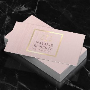 Lawyer Attorney at Law Gold Scale Blush Pink Business Card