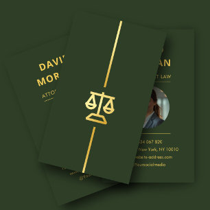  Lawyer Attorney at Law Gold Scale Stripes photo  Business Card