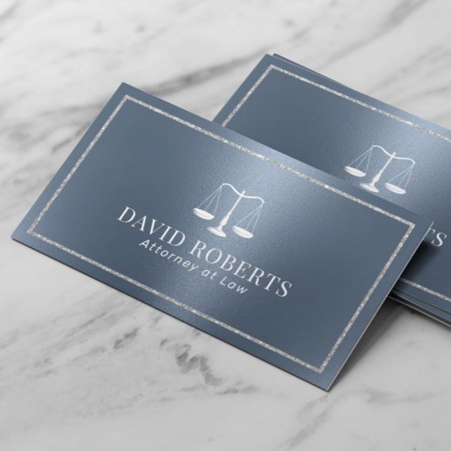 Lawyer Attorney at Law Modern Dusty Blue Business Card (Creator Uploaded)