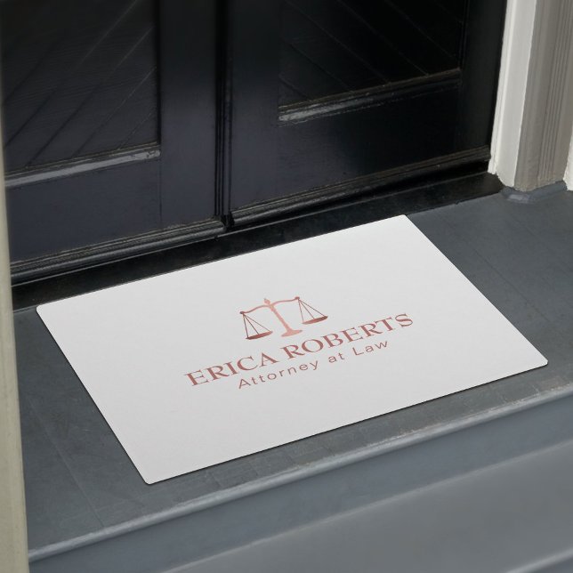 Lawyer Attorney at Law Rose Gold Scale of Justice Doormat (Creator Uploaded)