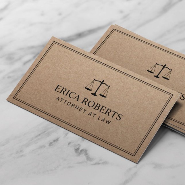 Lawyer Attorney at Law Rustic Kraft Law Office Business Card (Creator Uploaded)